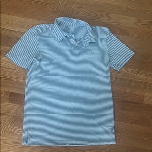 Southern Tide Light Blue and White Striped Polo